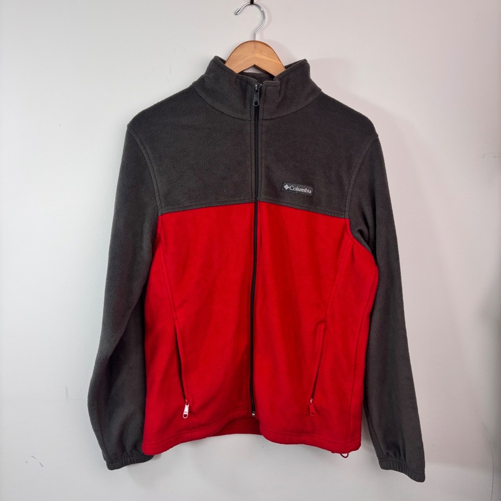 Vintage Columbia Fleece Jacket Red Gray Colorblock Full Zip Gorpcore Medium